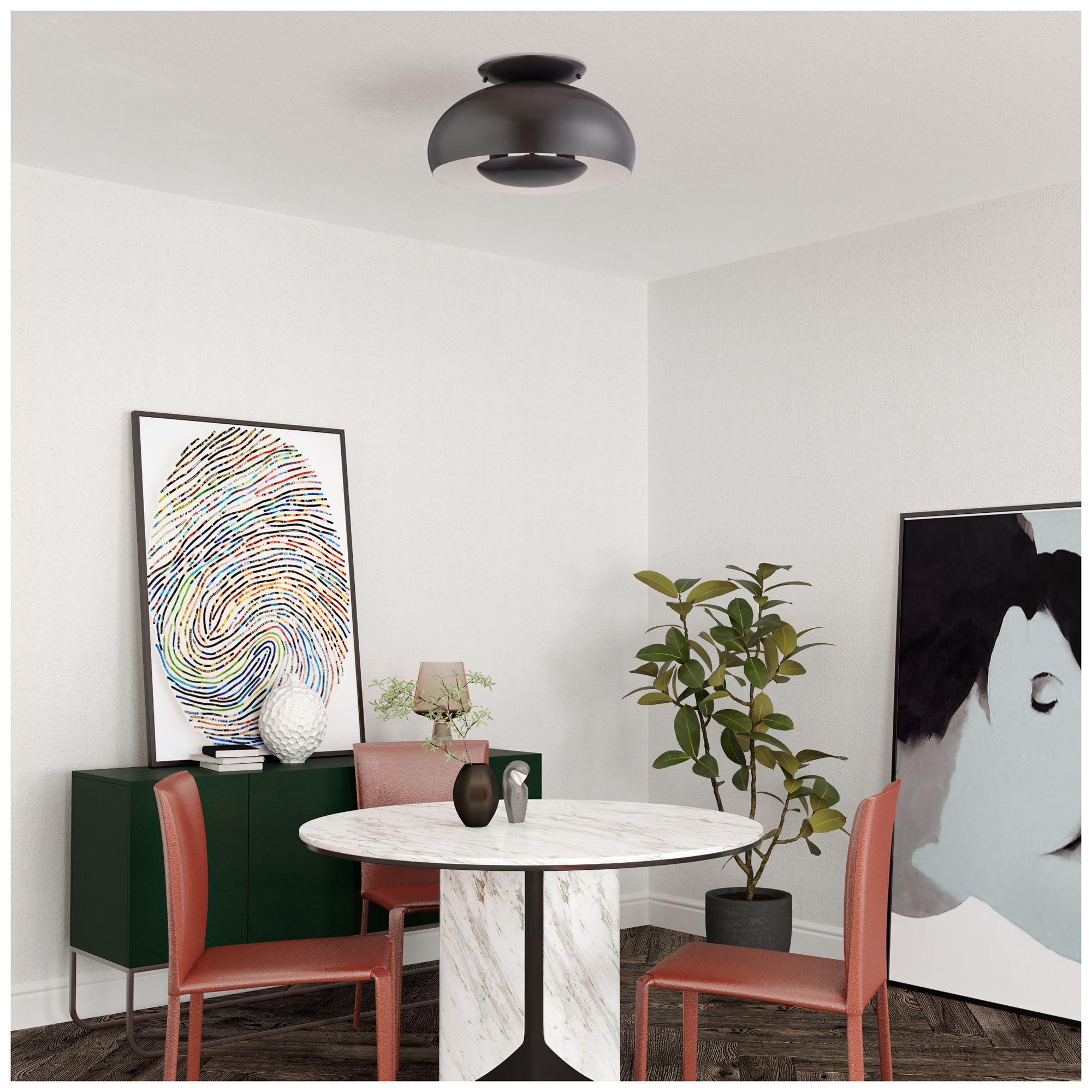 Domma 3 Light English Bronze Large Semi-Flush