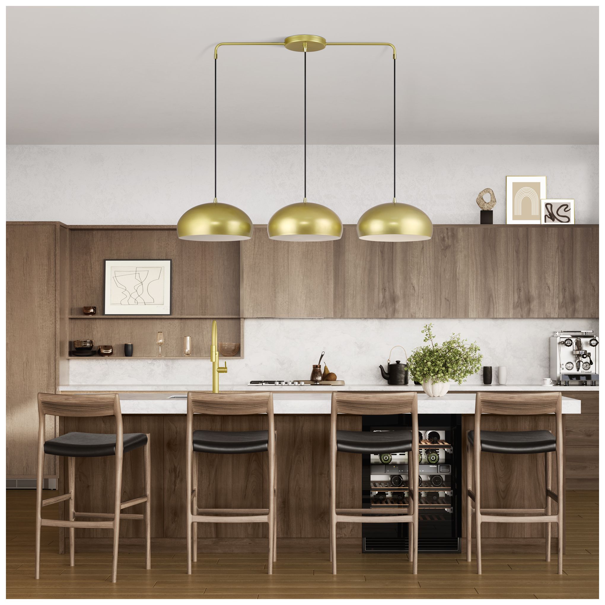 Domma 3 Light Soft Gold Extra Large Linear Chandelier