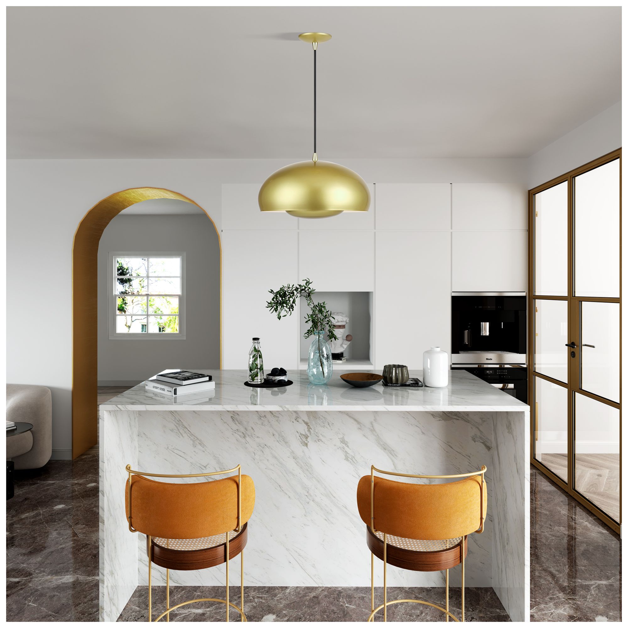 Domma 3 Light Soft Gold Pendant