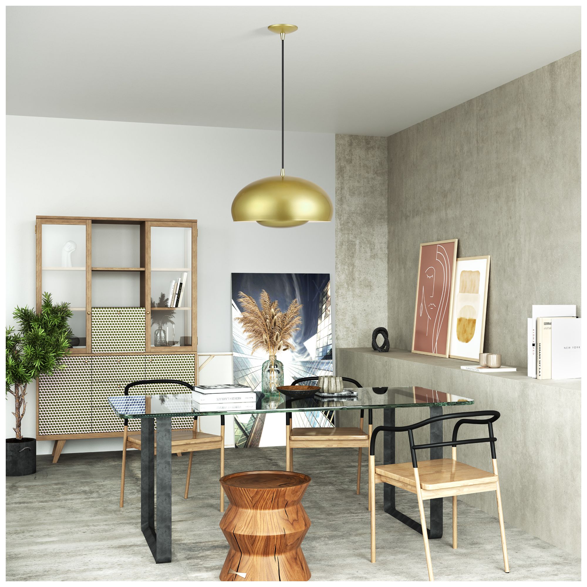 Domma 3 Light Soft Gold Pendant