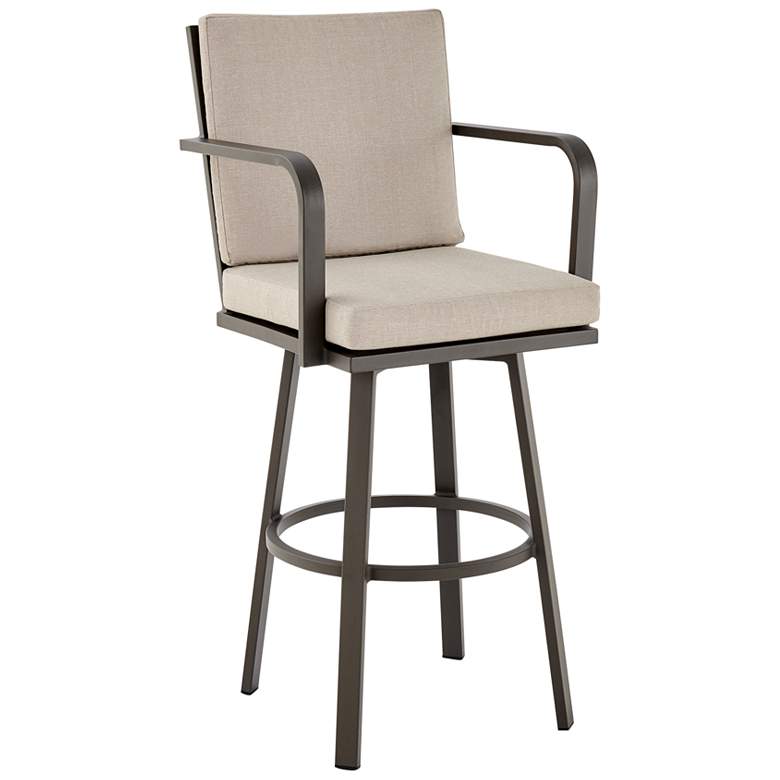 Image 1 Don 30 inch Outdoor Patio Bar Stool in Aluminum with Cushions