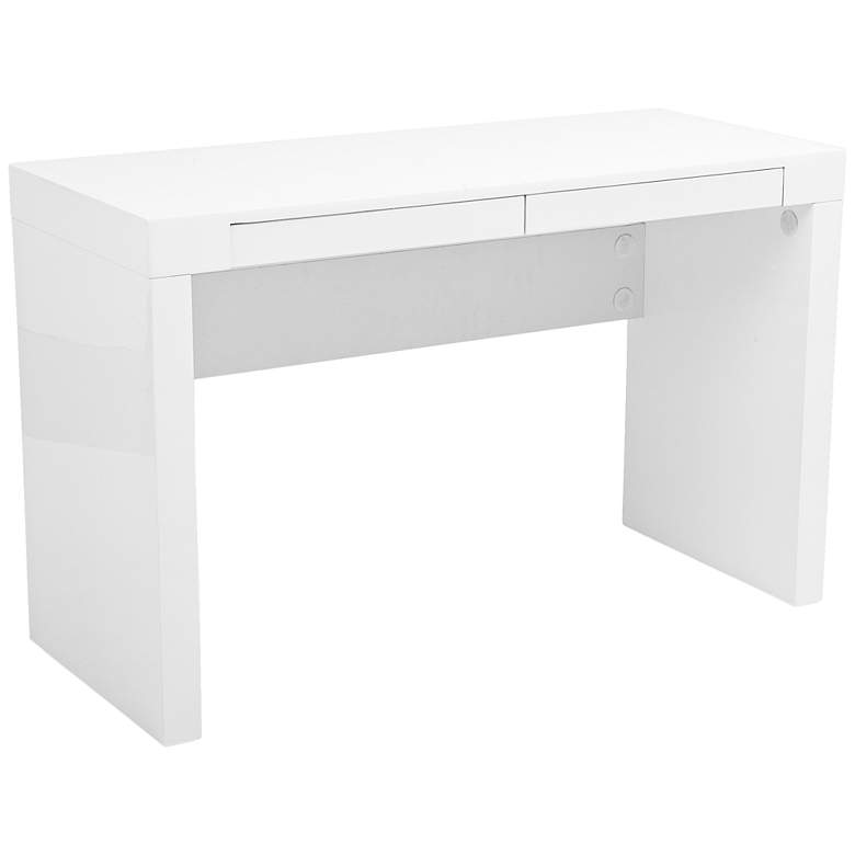 Image 1 Donald 2-Drawer White Lacquer Writing Desk