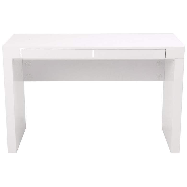Image 2 Donald 2-Drawer White Lacquer Writing Desk more views
