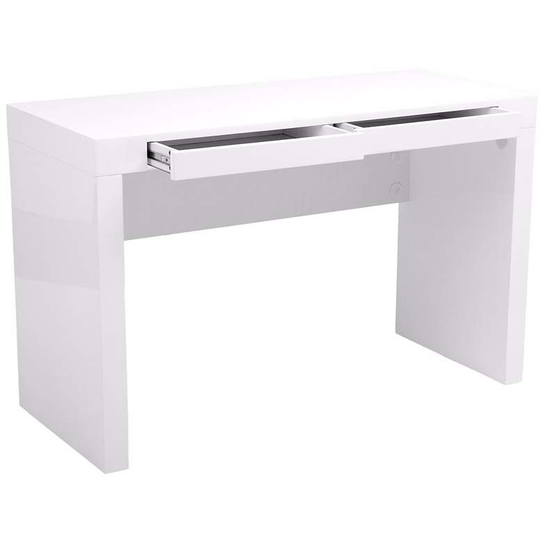 Image 3 Donald 2-Drawer White Lacquer Writing Desk more views