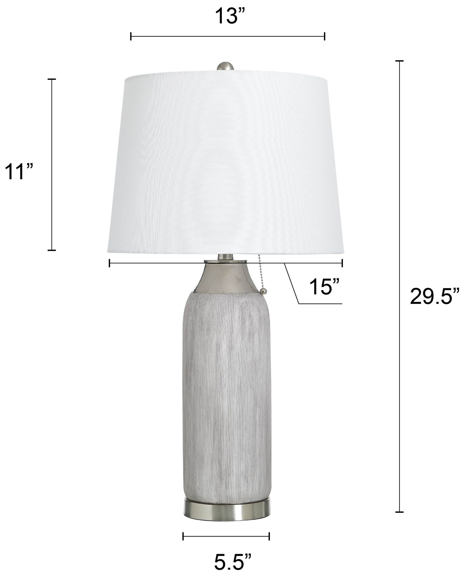 Image 7 Donald 29.5" High Silver & Grey Table Lamp with White Shade more views