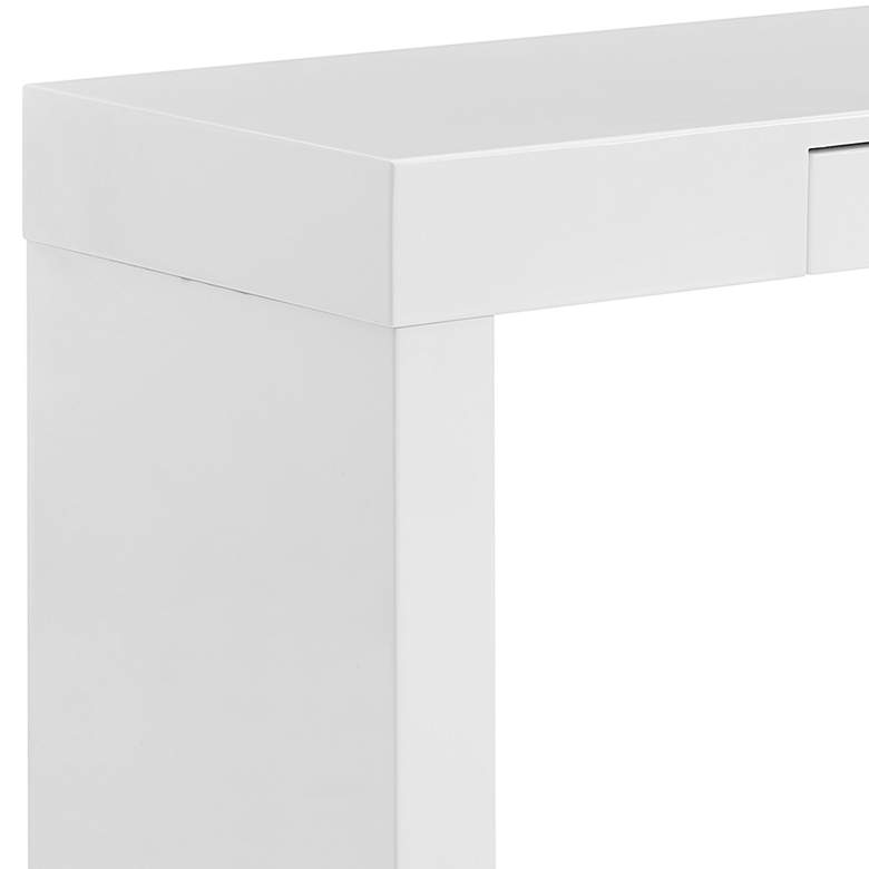 Image 3 Donald 47" Wide Gloss White Console Wood 1-Drawer Table/Desk more views