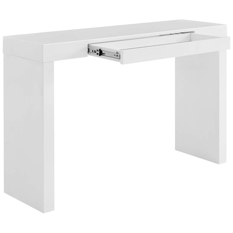 Image 5 Donald 47" Wide Gloss White Console Wood 1-Drawer Table/Desk more views