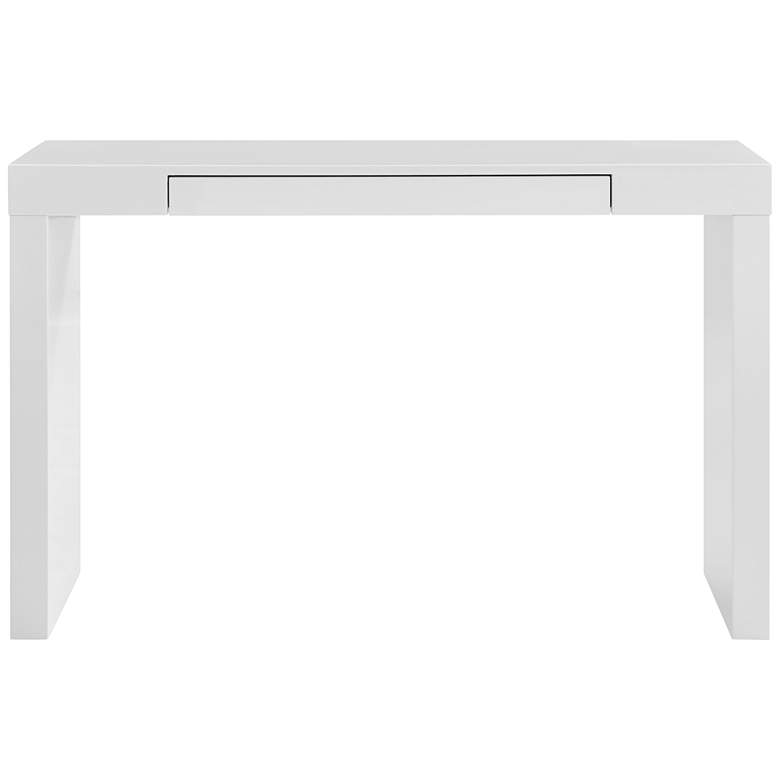 Image 6 Donald 47" Wide Gloss White Console Wood 1-Drawer Table/Desk more views