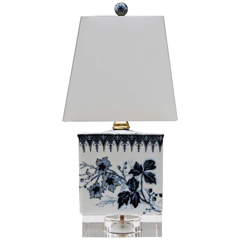 Image 1 Donatela 13" High Blue and White Square Porcelain Accent Table Lamp