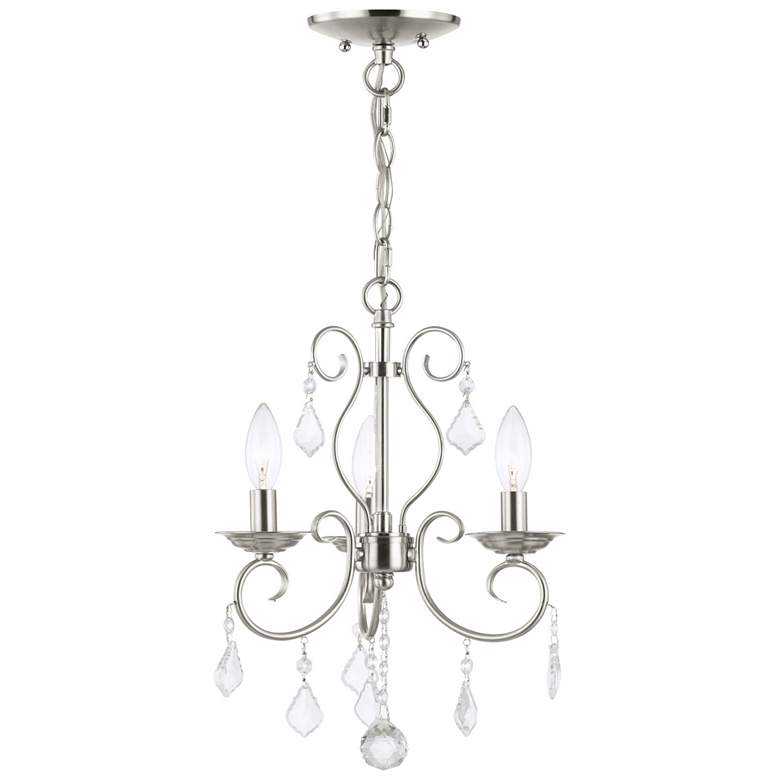 Image 1 Donatella 12-in 3-Light Brushed Nickel Vintage Candle Chandelier