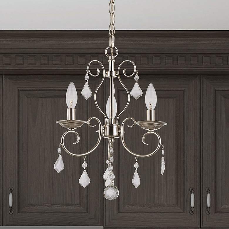 Image 1 Donatella 12-in 3-Light Brushed Nickel Vintage Candle Chandelier
