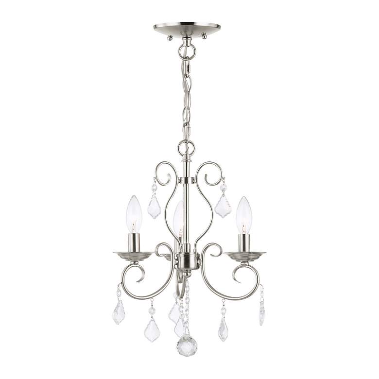 Image 3 Donatella 12-in 3-Light Brushed Nickel Vintage Candle Chandelier more views