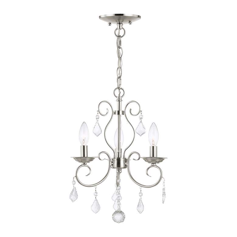Image 5 Donatella 12-in 3-Light Brushed Nickel Vintage Candle Chandelier more views