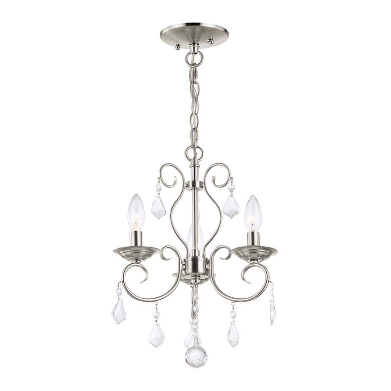 Image 7 Donatella 12-in 3-Light Brushed Nickel Vintage Candle Chandelier more views