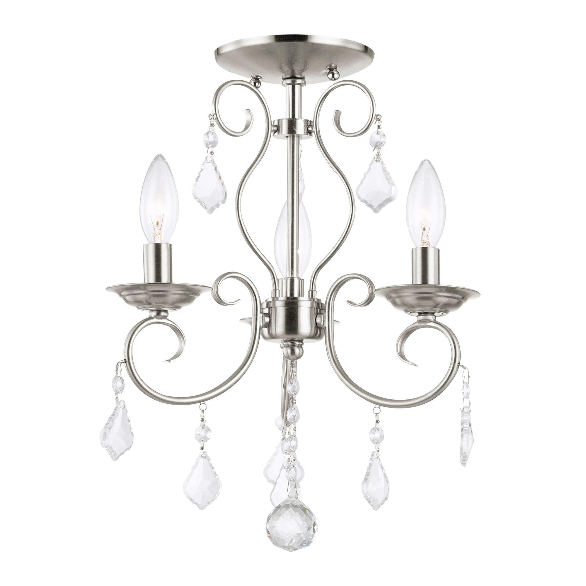 Donatella 12-in 3-Light Brushed Nickel Vintage Candle Chandelier