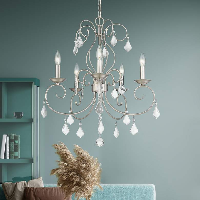 Image 1 Donatella 22.375-in 5-Light Brushed Nickel Williamsburg Candle Chandelier