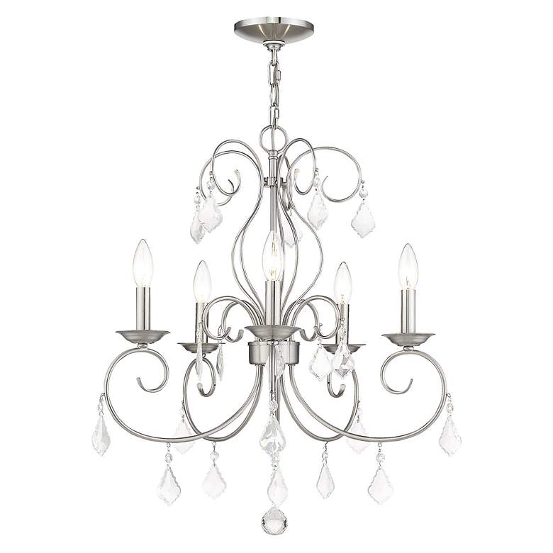 Image 4 Donatella 22.375-in 5-Light Brushed Nickel Williamsburg Candle Chandelier more views