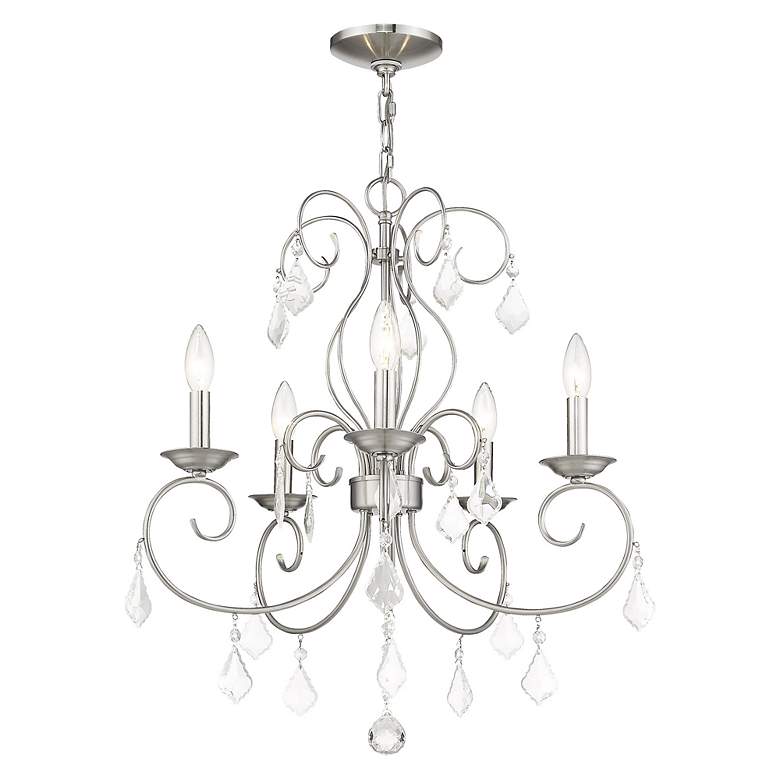 Image 5 Donatella 22.375-in 5-Light Brushed Nickel Williamsburg Candle Chandelier more views