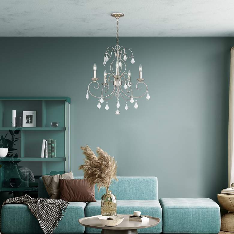 Image 7 Donatella 22.375-in 5-Light Brushed Nickel Williamsburg Candle Chandelier more views