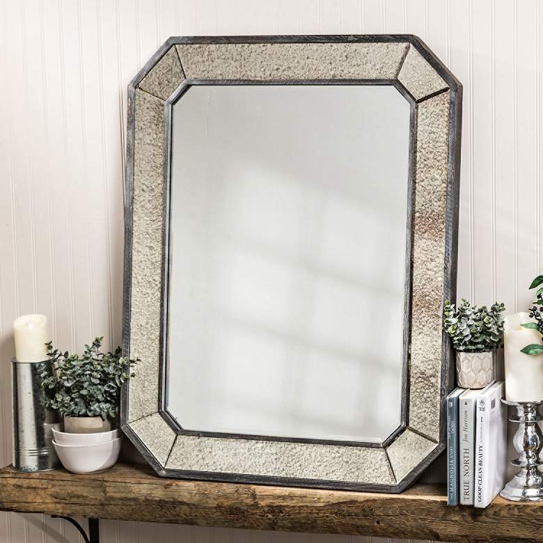 Image 1 Donato Antiqued Gray 31 3/4 inch x 39 inch Rect Wall Mirror