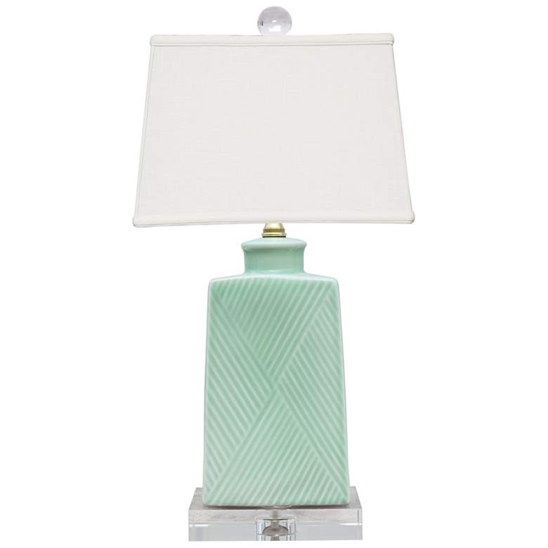 Image 1 Donna Celadon Zigzag Porcelain Accent Table Lamp