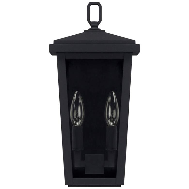 Image 1 Donnelly 14 3/4" High Black Metal 2-Light Outdoor Wall Light