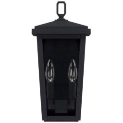 Donnelly 14 3/4&quot; High Black Metal 2-Light Outdoor Wall Light