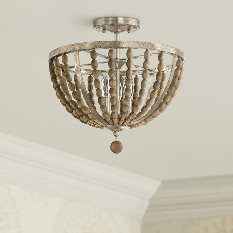 Image 1 Donny Osmond Home Lowell 15 inchW Tuscan Wood Ceiling Light