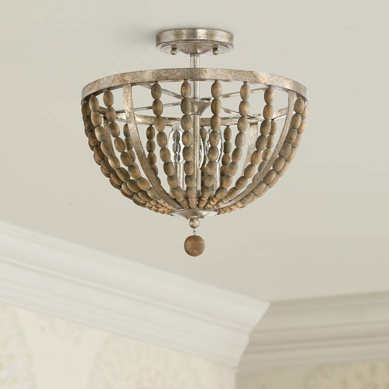 Image 1 Donny Osmond Home Lowell 15"W Tuscan Wood Ceiling Light