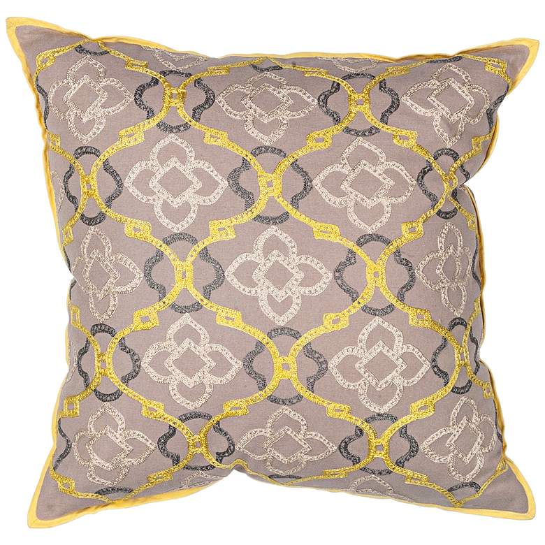 Image 1 Donny Osmond Linck Yellow Gray Medallion 18 inch Square Pillow