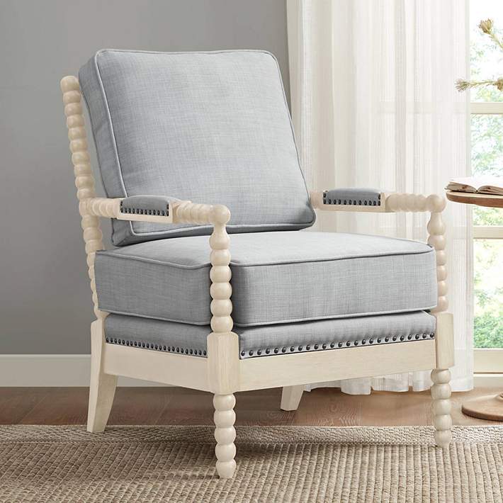 Donoahue Light Blue Fabric Armchair #1921E Lamps Plus