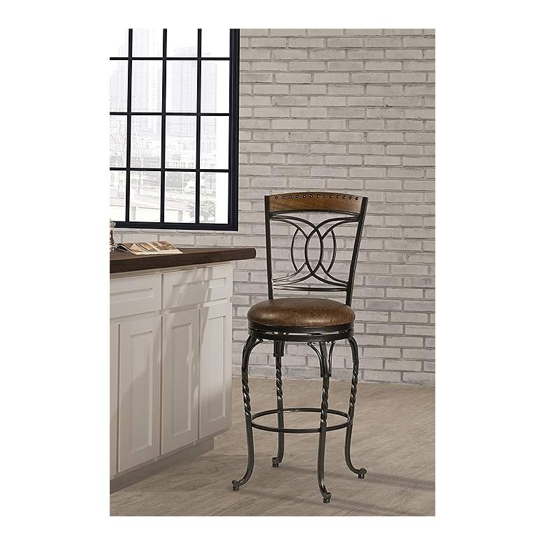 Image 1 Donovan 26 inch Brown Faux Leather Swivel Counter Stool