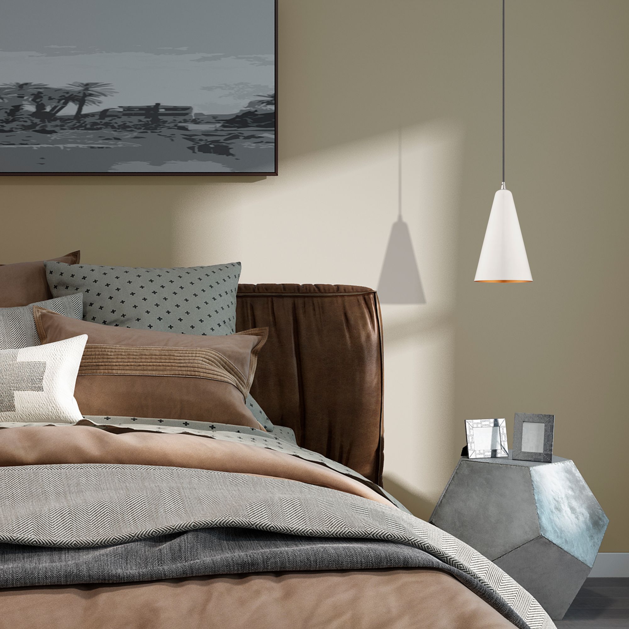 Donovan 7 1/2" Wide Shiny White Mini Pendant in scene