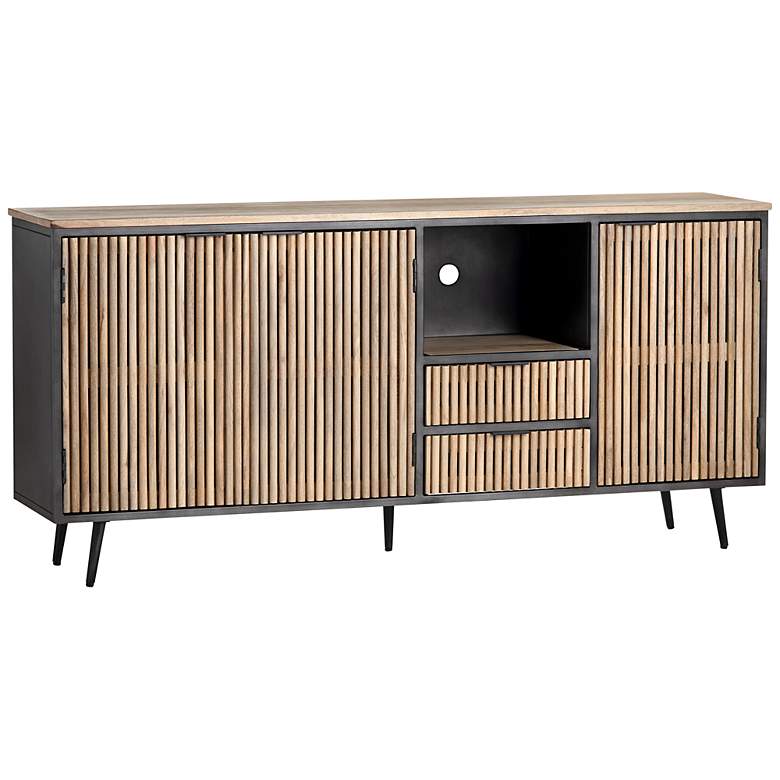 Image 1 Donovan 72" Wide Black and Brown 3-Door 2-Drawer Sideboard