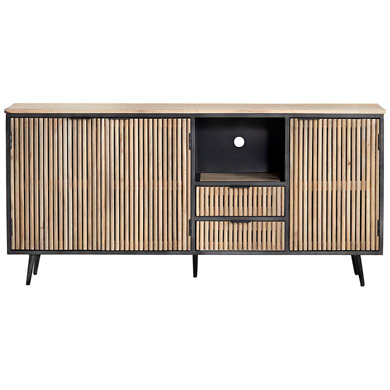 Image 5 Donovan 72" Wide Black and Brown 3-Door 2-Drawer Sideboard more views