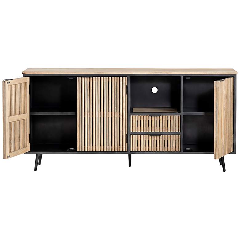 Image 6 Donovan 72" Wide Black and Brown 3-Door 2-Drawer Sideboard more views