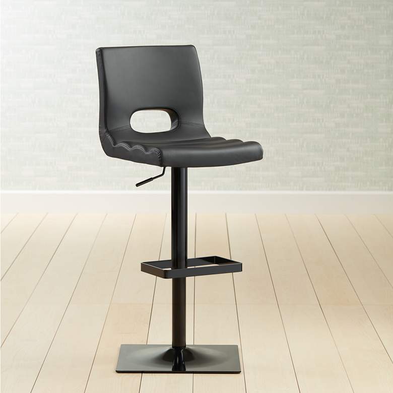 Image 1 Donovan Black Faux Leather Adjustable Swivel Barstool