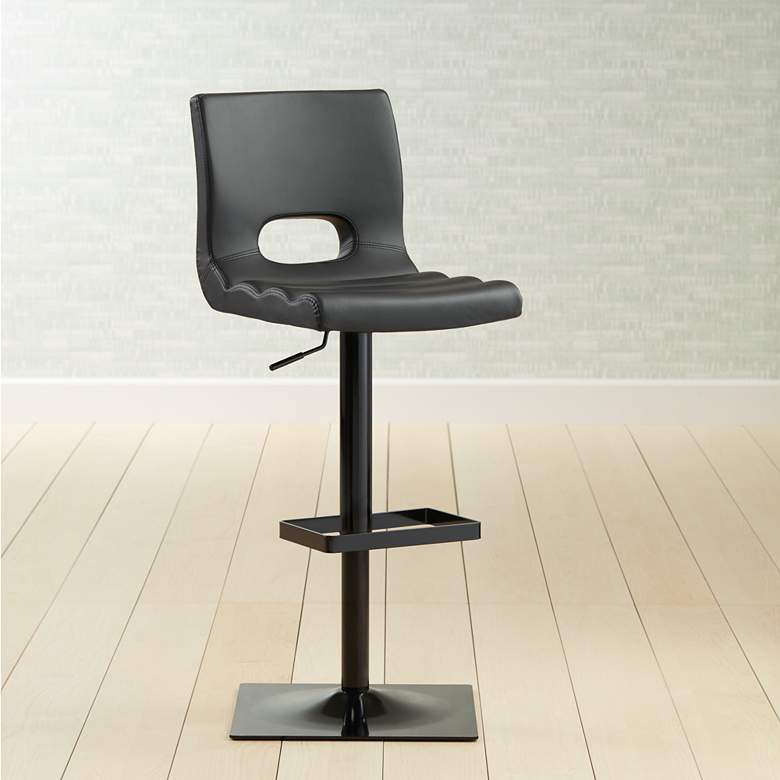 Image 1 Donovan Black Faux Leather Adjustable Swivel Barstool