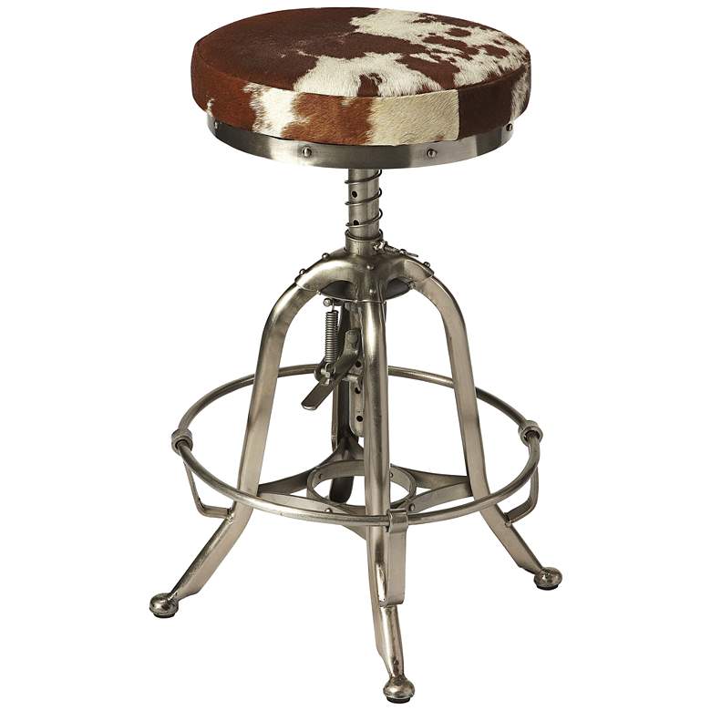 Image 1 Donovan Hair-On-Hide Leather Adjustable Swivel Bar Stool