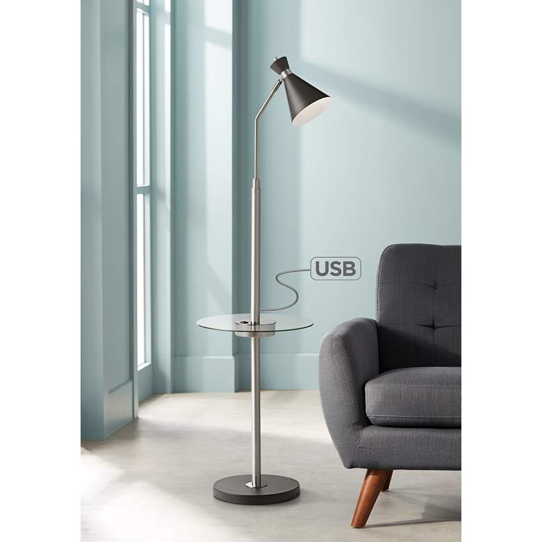 Image 1 Donovan LED Floor Lamp with Tray Table and USB Port
