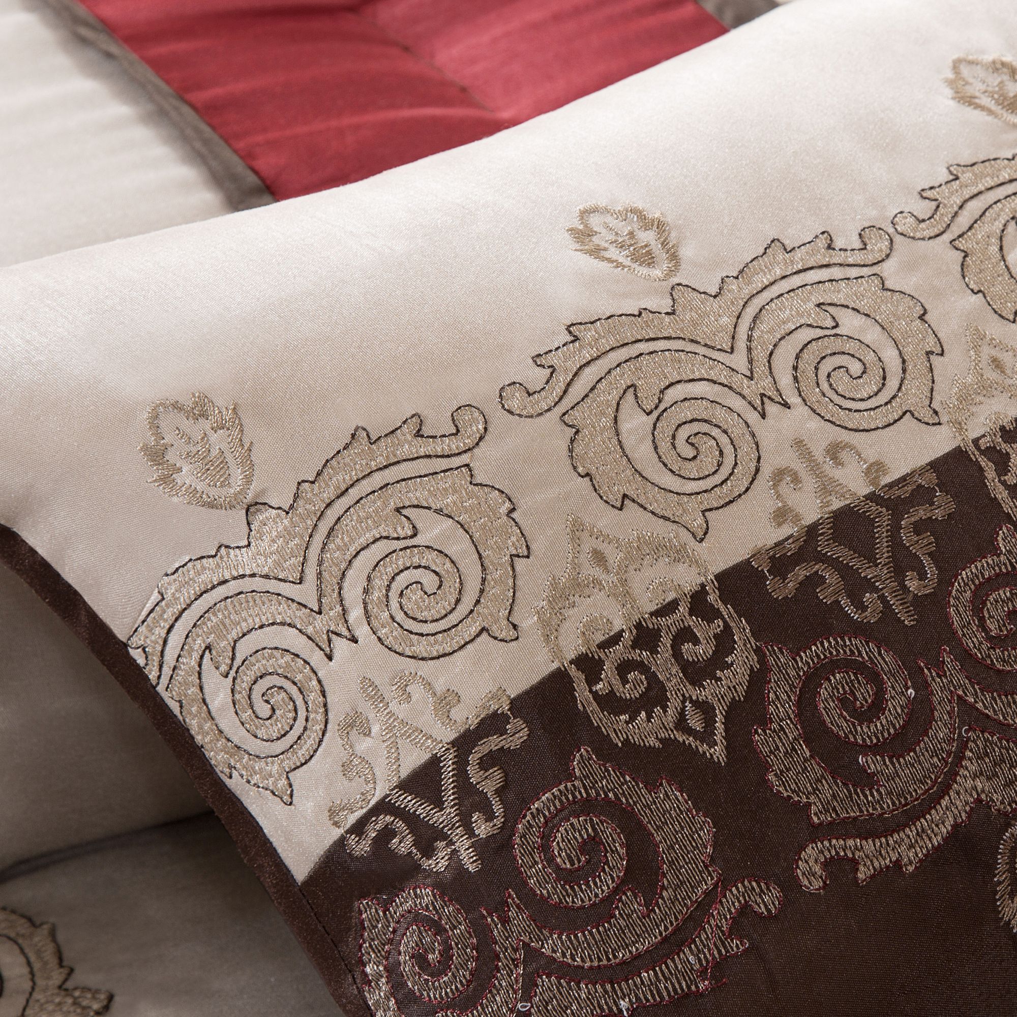 Donovan Red Striped 7-Piece Cal King Comforter Bed Set