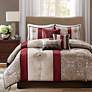 Thumbnail1 of Donovan Red Striped 7-Piece King Comforter Bed Set
