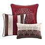 Donovan Red Striped 7-Piece Queen Comforter Bed Set