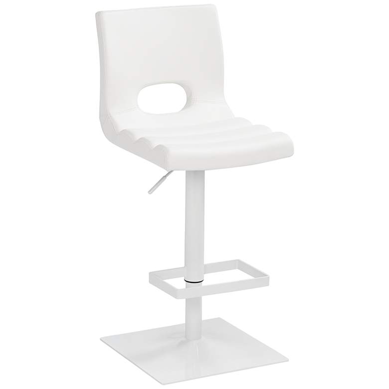Image 7 Donovan White Faux Leather Adjustable Barstool more views