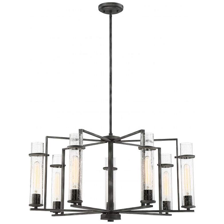 Image 1 Donzi; 7 Light; Chandelier Fixture; Iron Black Finish