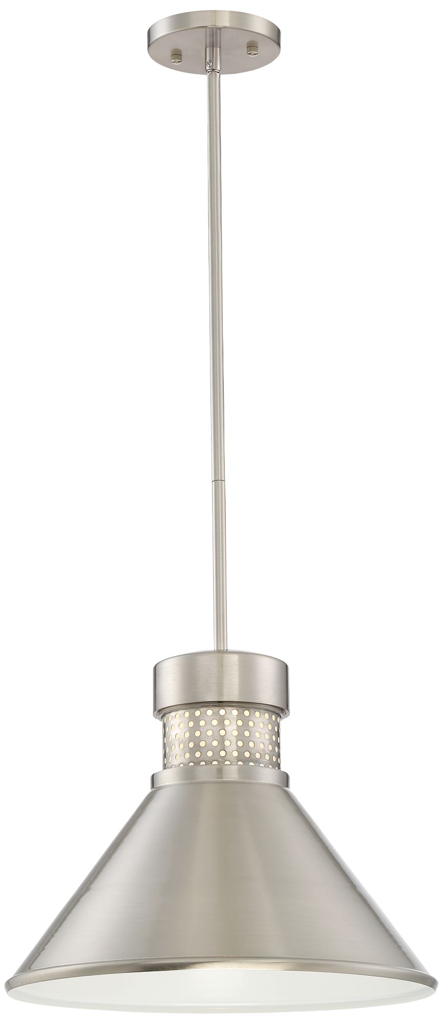 Doral; Large LED Pendant; Brushed Nickel / White Accent Finish 116K6