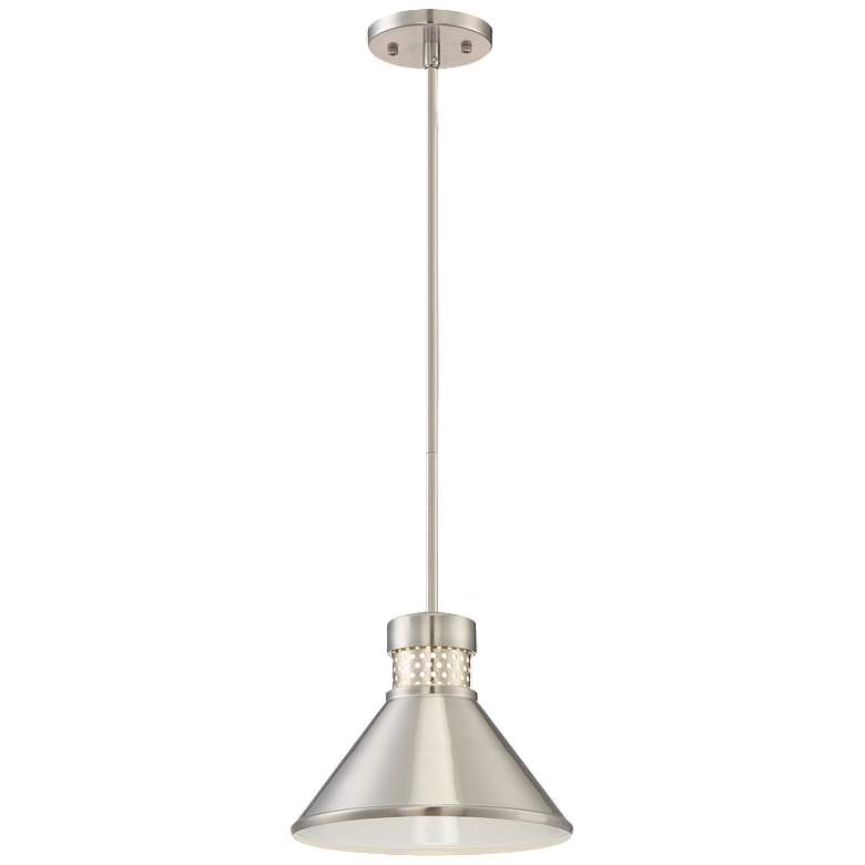 Image 1 Doral; Small LED Pendant; Brushed Nickel / White Accent Finish