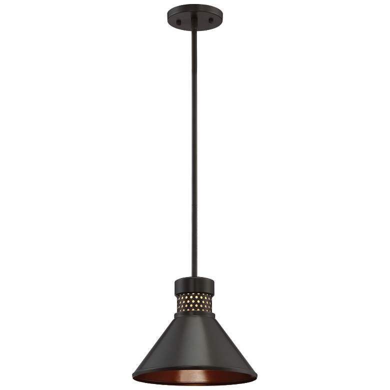 Image 1 Doral; Small LED Pendant; Dark Bronze / Copper Accent Finish