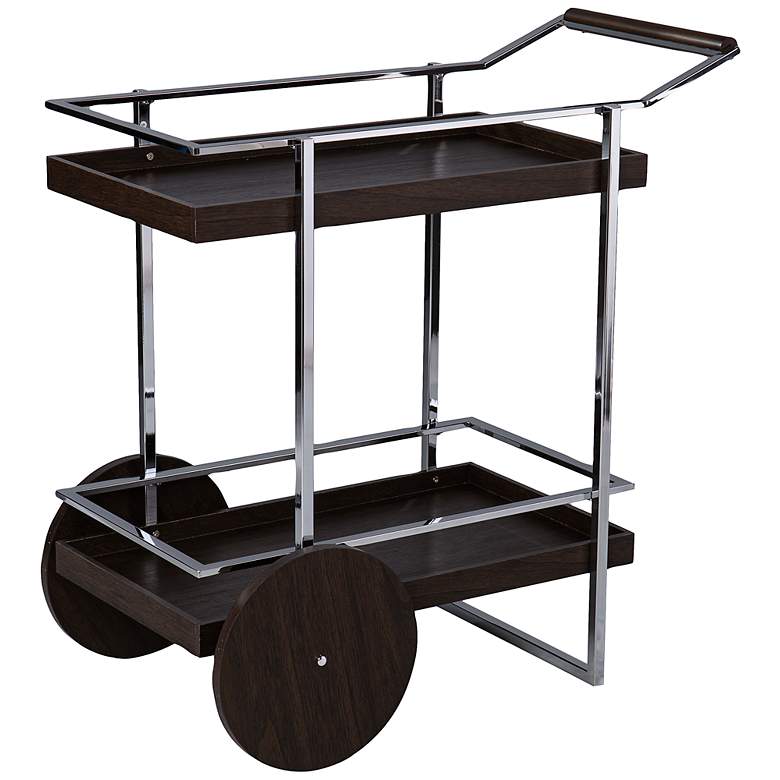 Image 2 Dorben 34 1/4" Wide Dark Brown and Chrome Rolling Bar Cart