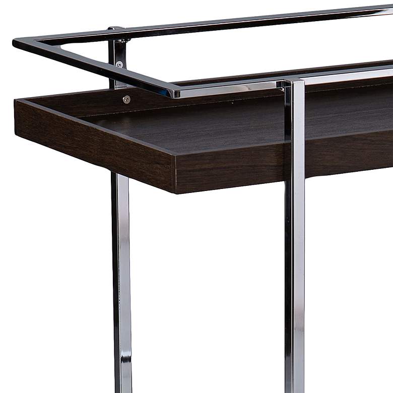 Image 3 Dorben 34 1/4" Wide Dark Brown and Chrome Rolling Bar Cart more views